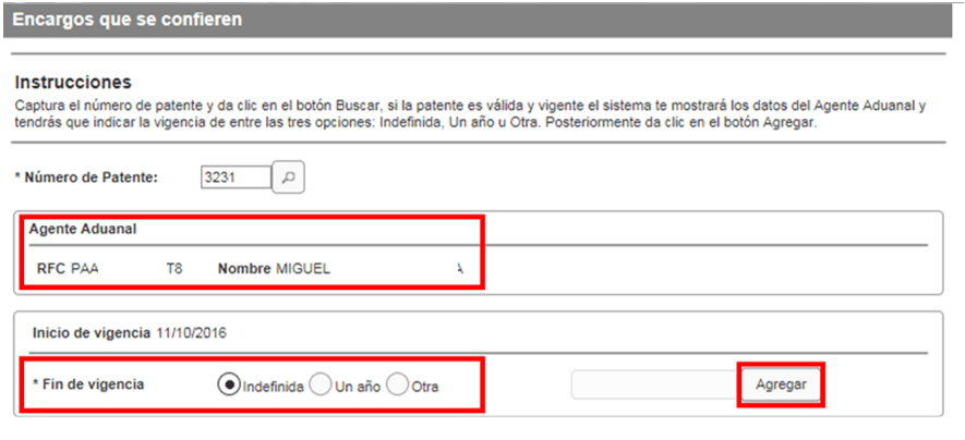 Broker details confirmed, term options Indefinida, Un año and Otra, and the Agregar button.